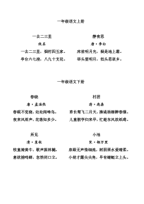 人教版一年级语文古诗集下载_doc可编辑