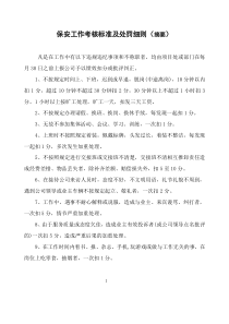 保安工作考核标准及处罚细则
