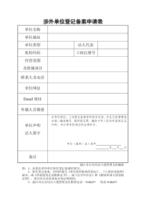 涉外单位登记备案申请表