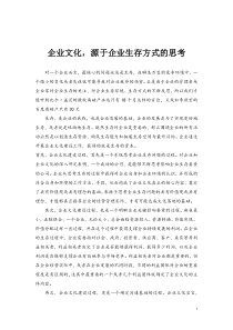 企业文化，源于企业生存方式的思考