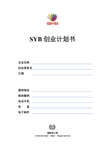 SYB创业培训创业计划书写作模板