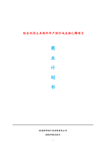 [实例]生物乙醇项目商业计划书