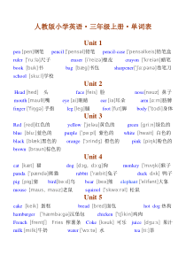 小学三年级英语单词表(带英标)
