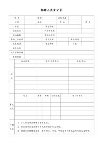 [工厂]招聘人员登记表
