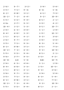小学一年级10以内数学计算题
