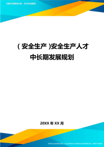 2020年(安全生产)安全生产人才中长期发展规划