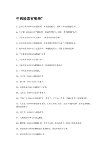 中药股票有哪些