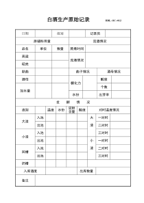 白酒生产原始记录