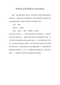 护理安全管理领导小组及职责