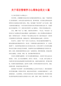 关于项目管理学习心得体会范文5篇(通用)