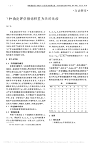 7种确定评估指标权重方法的比较