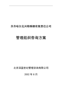 某钢铁公司管理咨询全案2－管理组织-管理组织咨询方案(DOC 45页)