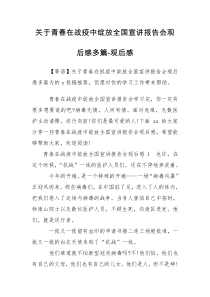 关于青春在战疫中绽放全国宣讲报告会观后感多篇-观后感