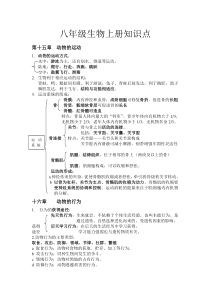 北师大版八年级生物上册知识点清单
