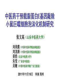 2019年中医药干预载脂蛋白E基因敲除小鼠巨噬细胞泡沫化机制研究.ppt