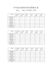 学生综合素质评价结果统计表2