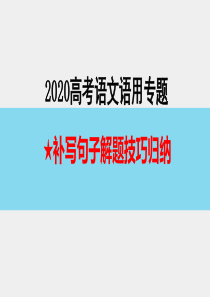 2020高考语文语用题复习：补写语句