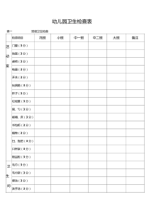 幼儿园卫生检查表