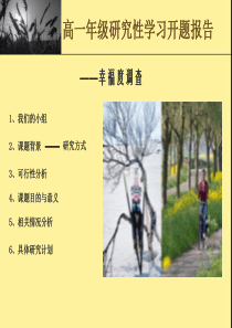 高一年级研究性学习开题报告