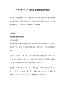 2020年NCCN指南小细胞肺癌治疗现况