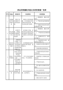 药品采购廉政风险点及防控措施一览表