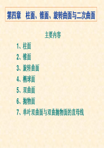 《解释几何-第四版》第四章--柱面、锥面、旋转曲面与二次曲面--讲解与习题柱面、锥面、旋转曲面与二次
