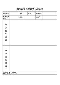 幼儿园安全事故情况登记表