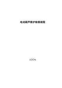 电动葫芦维护检修规程