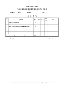 汽车修理工高级技师操作技能评分记录表