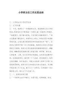 小学班主任工作反思总结