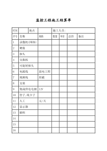 监控工程施工结算单