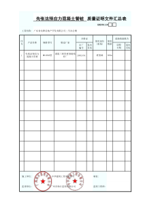 管桩质量证明文件汇总表