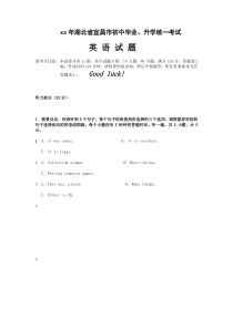 2020年宜昌市中考英语试题