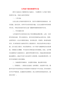 2020年七年级下册体育教学计划