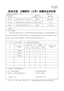 阶段分部、关键部位（工序）质量安全评估表