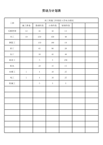 劳动力计划表