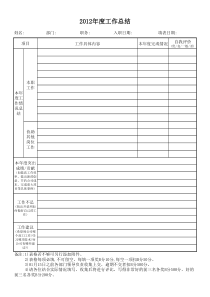 工作总结表格(2012年度)