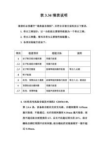 表3.34 灯泡式水轮发电机主要部件组装单元工程质量评定表填表说明