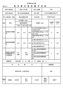 表2.14-1 制动器安装质量评定表（例表）