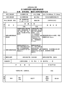 表2.4-4 压力钢管埋管内壁防腐蚀表面处理、涂料涂装、灌浆孔堵焊质量评定表（例表）