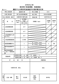 表2.8-4 弧形闸门铰座钢梁、铰座基础螺栓中心及锥形铰座基础环安装质量评定表（例表）