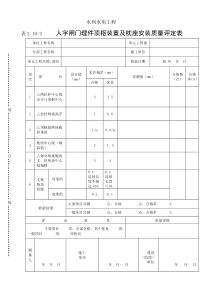 表2.10-2人字闸门埋件顶枢装置及枕座安装质量评定表