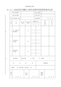 表2.12-2活动式拦污栅孔口部位各埋件间距离质量评定表