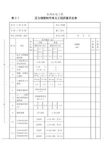 表2.1压力钢管制作单元工程质量评定表