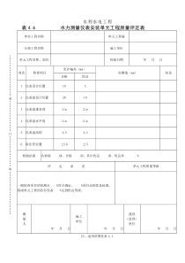 表4.6水力测量仪表安装单元工程质量评定表