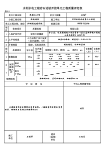 表1.1 岩石边坡开挖单元工程质量评定表（例表）