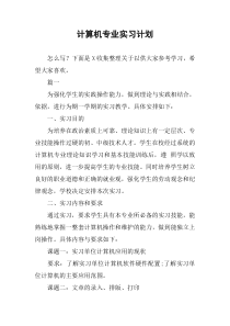 计算机专业实习计划