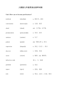 人教版九年级英语全册单词表