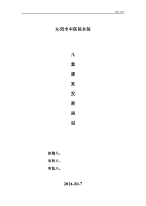 儿童康复发展规划