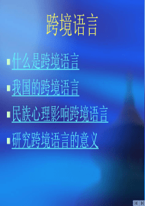 社会语言学-跨境语言